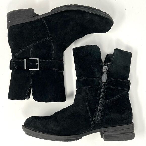 Blondo Talia Black Waterproof Suede Leather Moto Buckle Strap Zip Ankle Bootie 6 - Picture 7 of 12